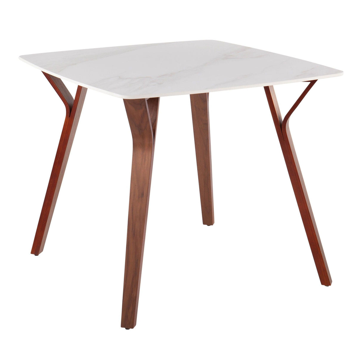 Folia - Dinette Table - Walnut Wood And White Textured Marble