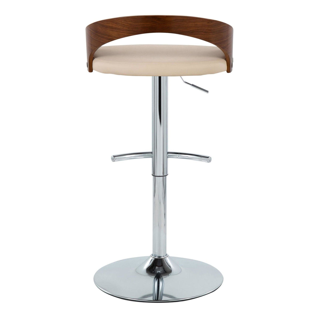 Grotto - Adjustable Barstool - Chrome Metal, Walnut Wood