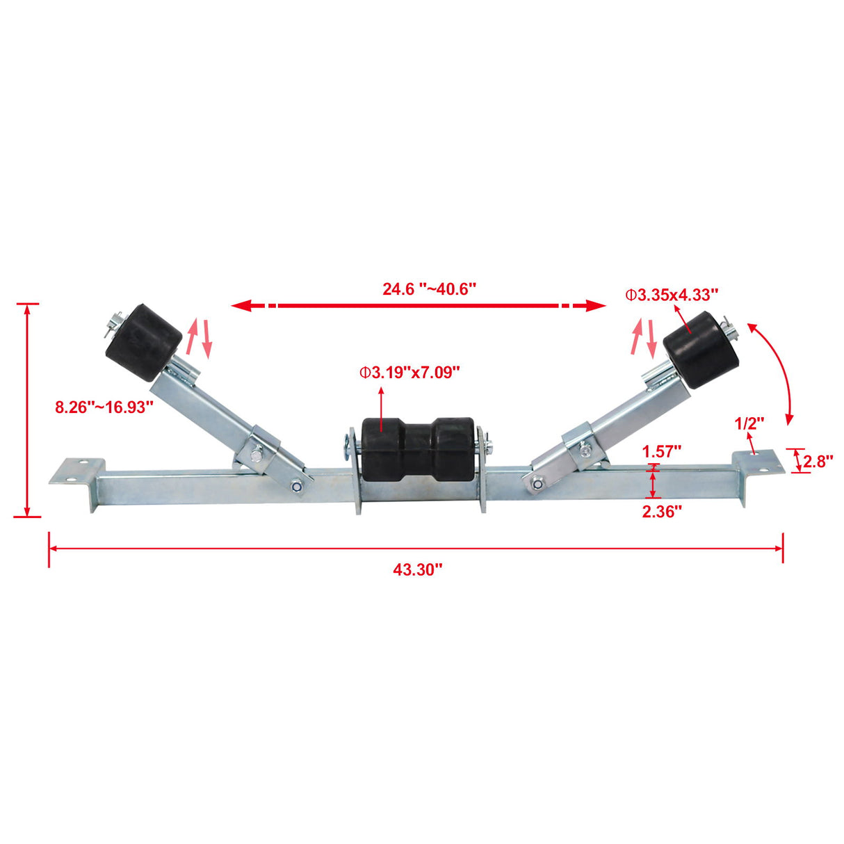 Heavy Duty Boat Trailer Support Bracket With Keel Rollers