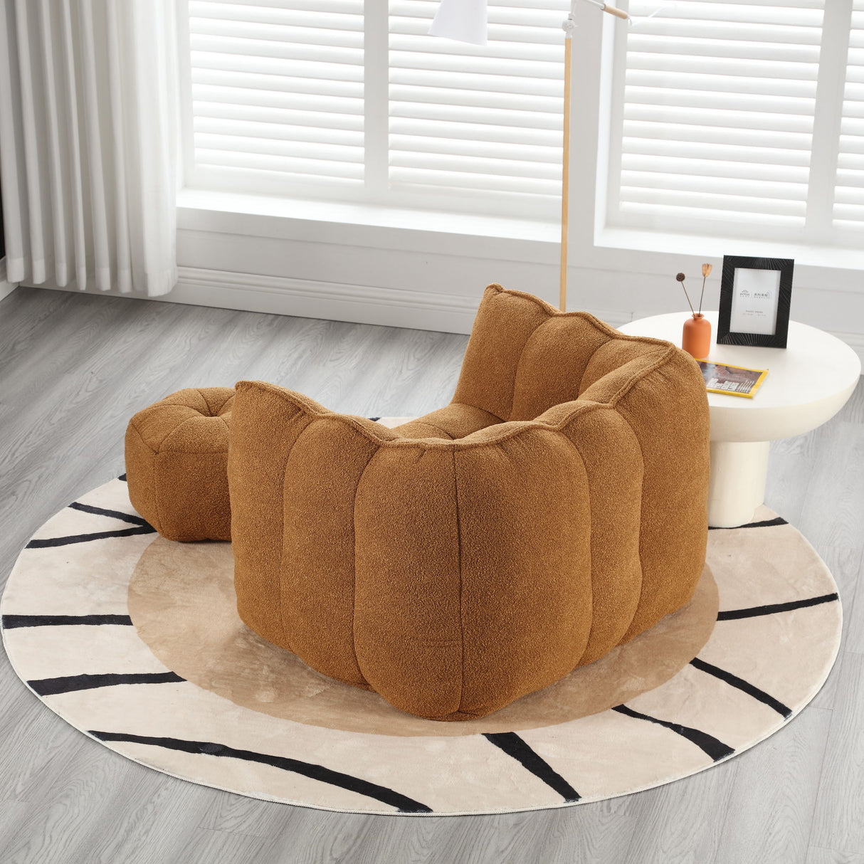 Soft Chenille Bean Bag Chair With High Resilient Foam