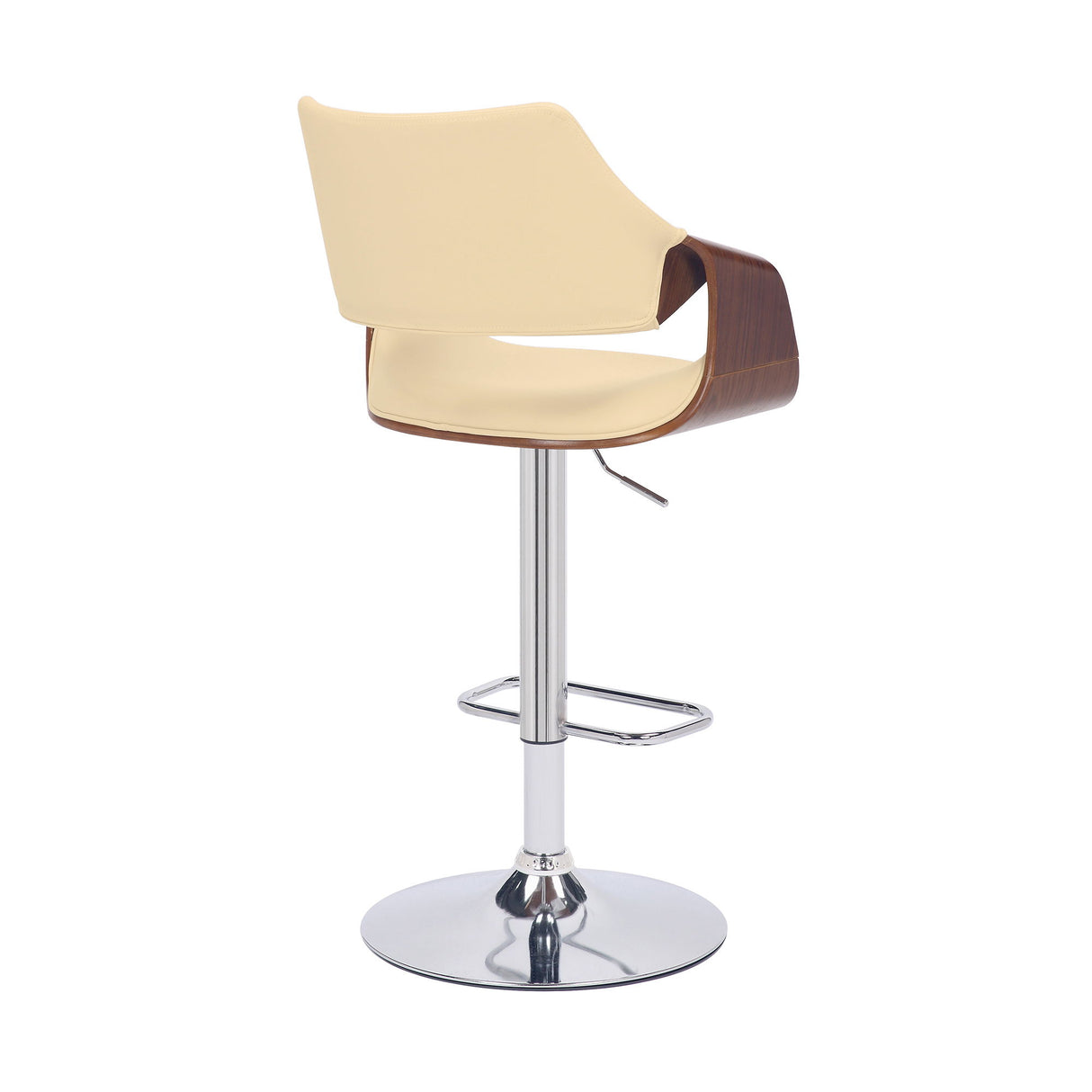 Aspen - Adjustable Swivel Bar Stool With Chrome Base - Cream / Walnut
