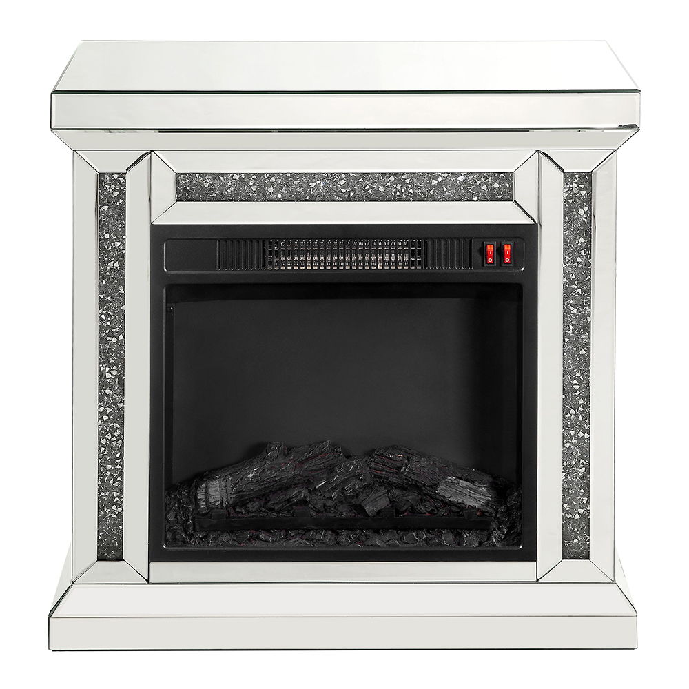 Noralie - 29" Fireplace - Mirrored & Faux Diamonds