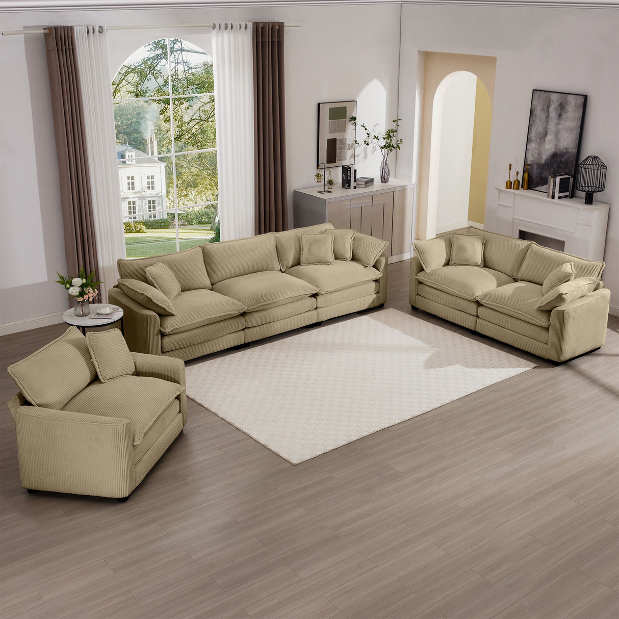 Elegant Oversized Sectional Sofa Set With Deep Seats And Flexible Layout