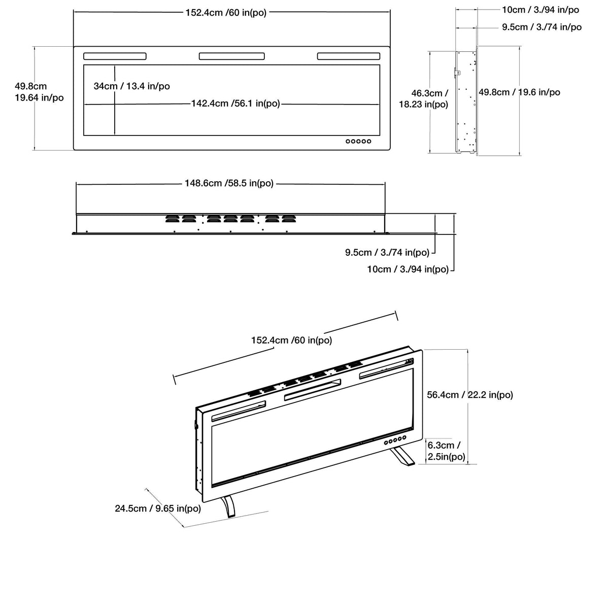 Electric Fireplace With Adjustable Flame