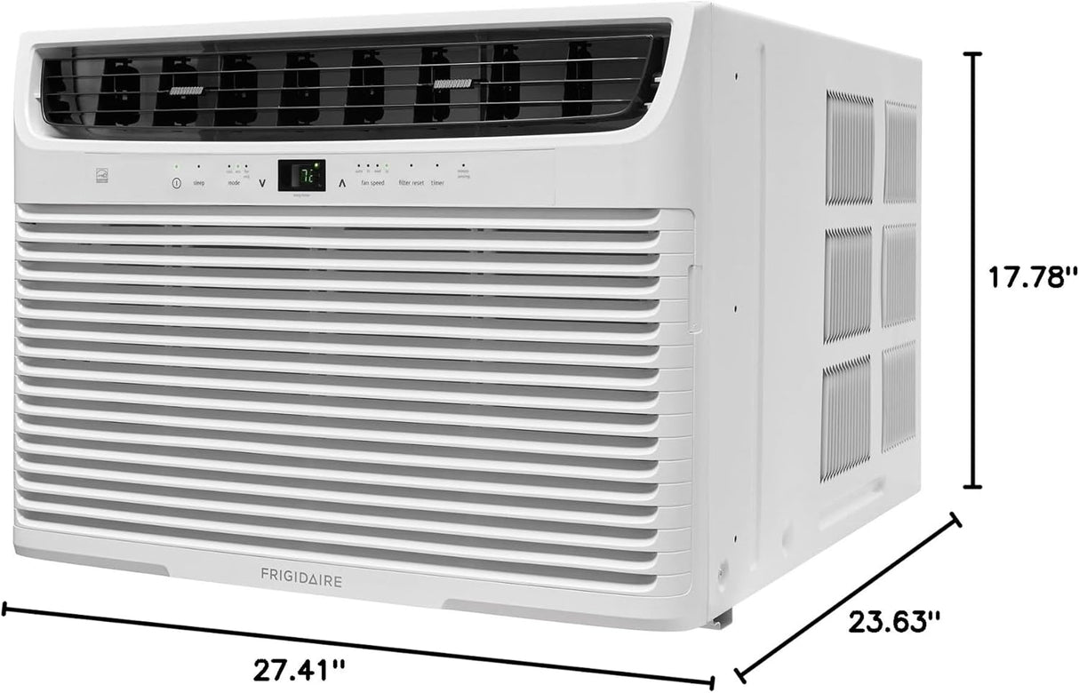 Frigidaire FFRE1533U1E 15,000 BTU Window Air Conditioner right side view with product dimensions.