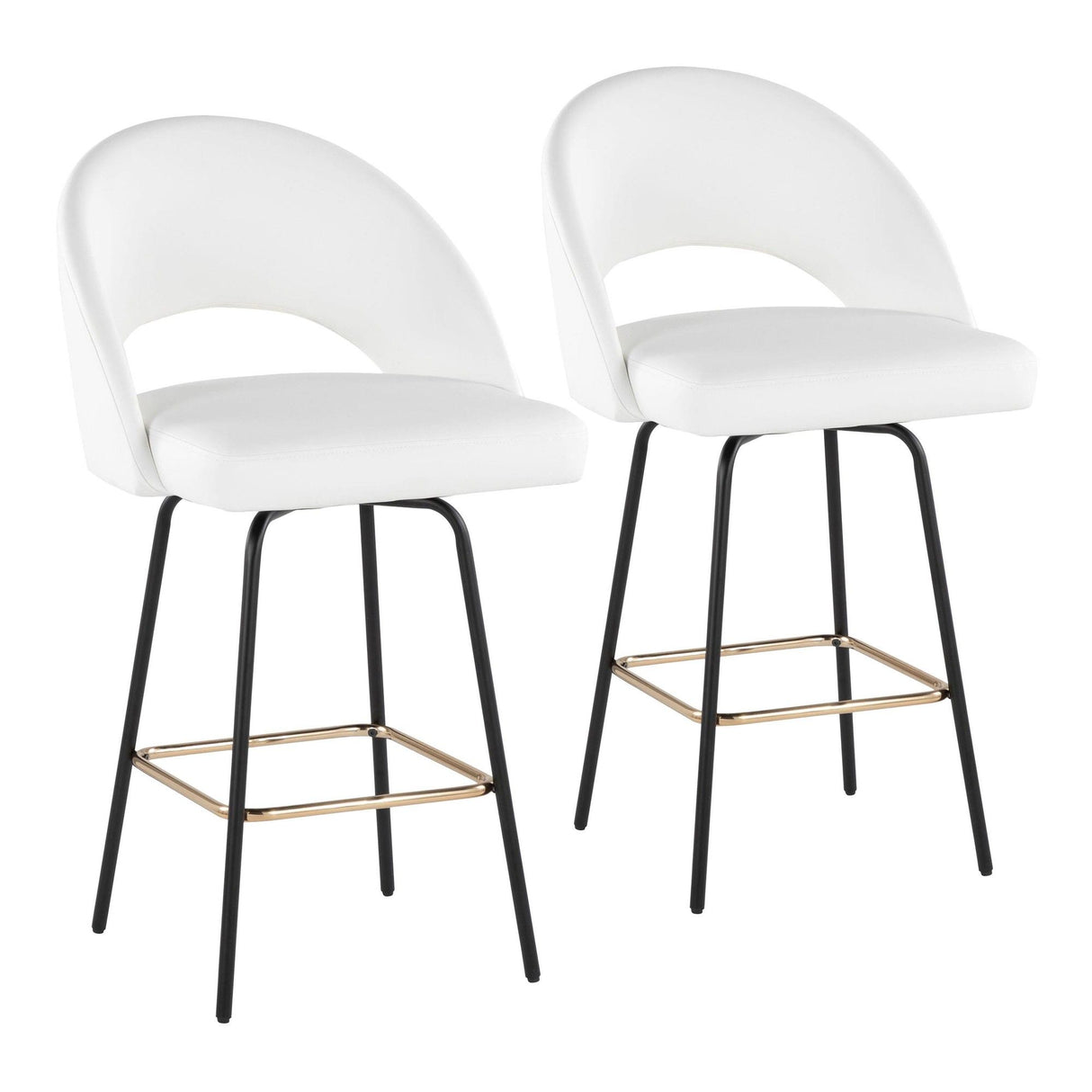 Renee - Upholstered Fixed-Height Counter Stool (Set of 2) - Black Metal