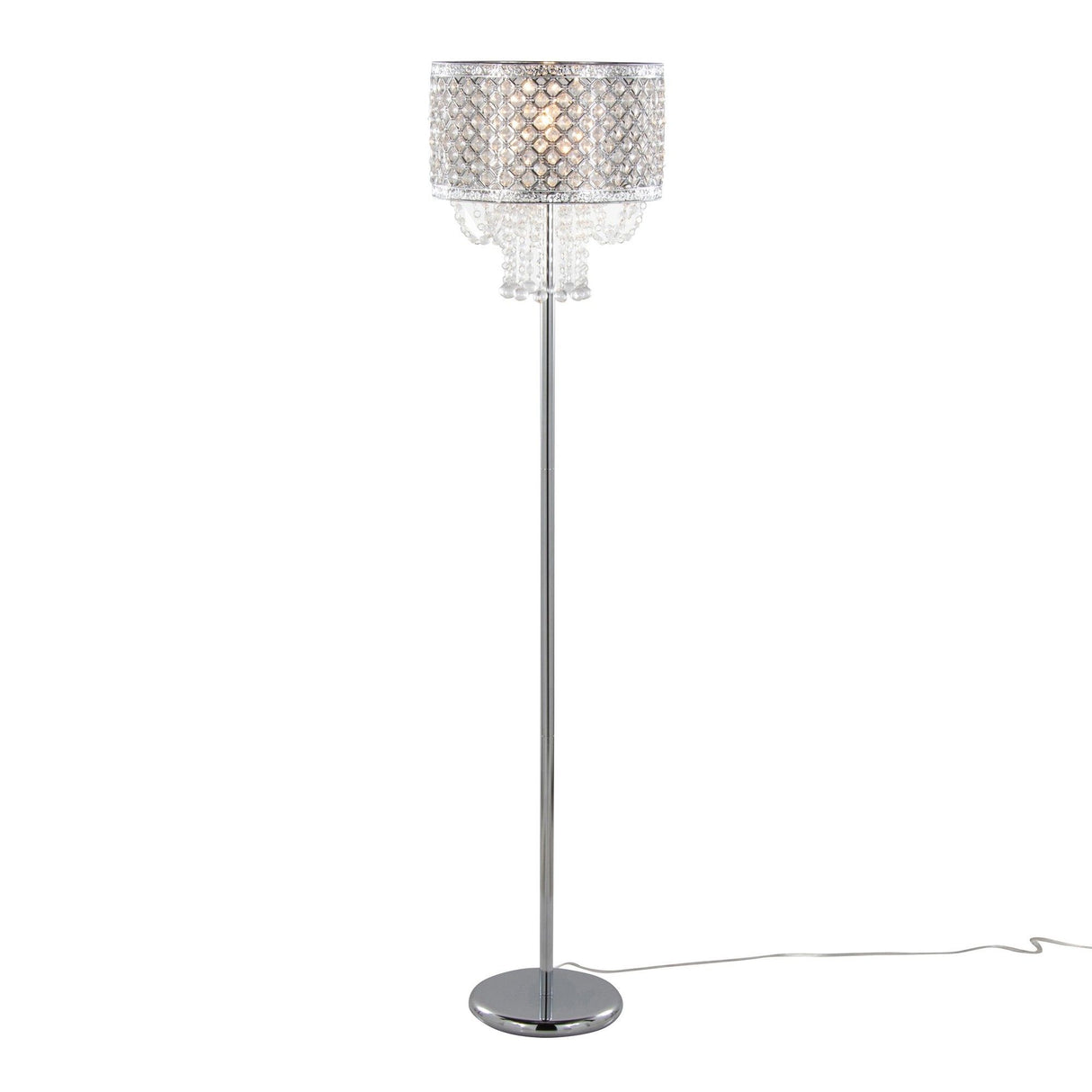 Droplet - 60" Floor Lamp - Polished Chrome And Clear Crystal Accents