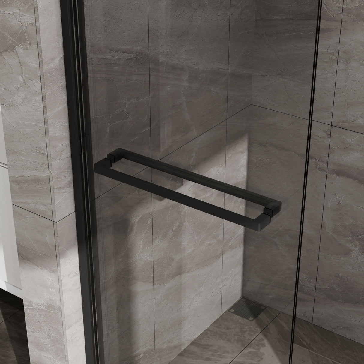 Matte Black Double Sliding Glass Shower Door With Aluminum Frame And SGCC Clear Tempered Glass - Black