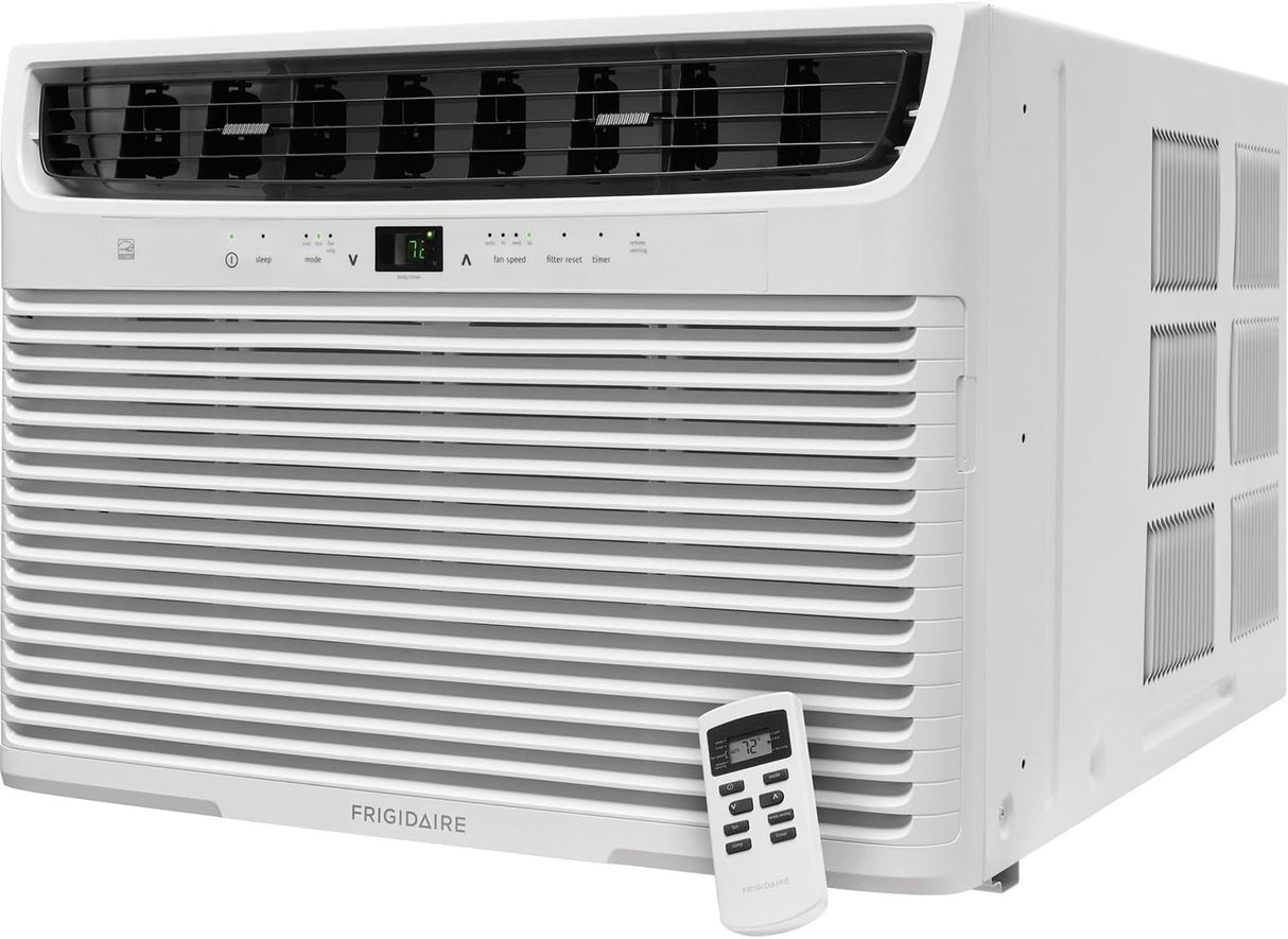 Frigidaire FFRE1533U1E 15,000 BTU Window Air Conditioner right side view with remote control included.