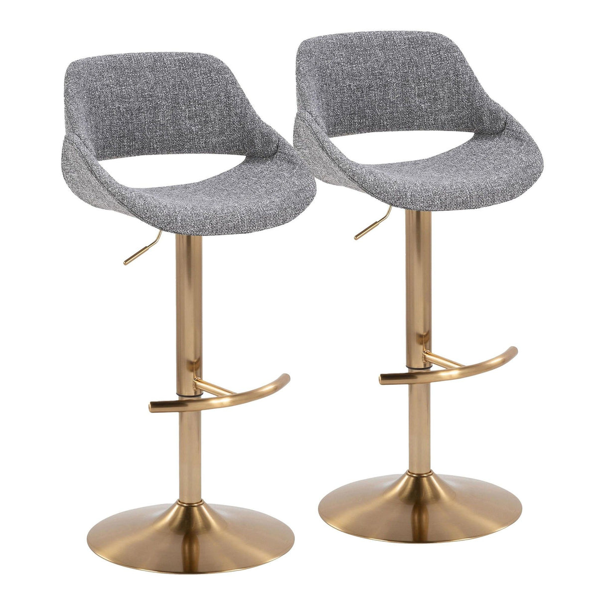 Fabrizzi - Adjustable Barstool With Swivel And Rounded T Footrest (Set of 2) - Gold Metal