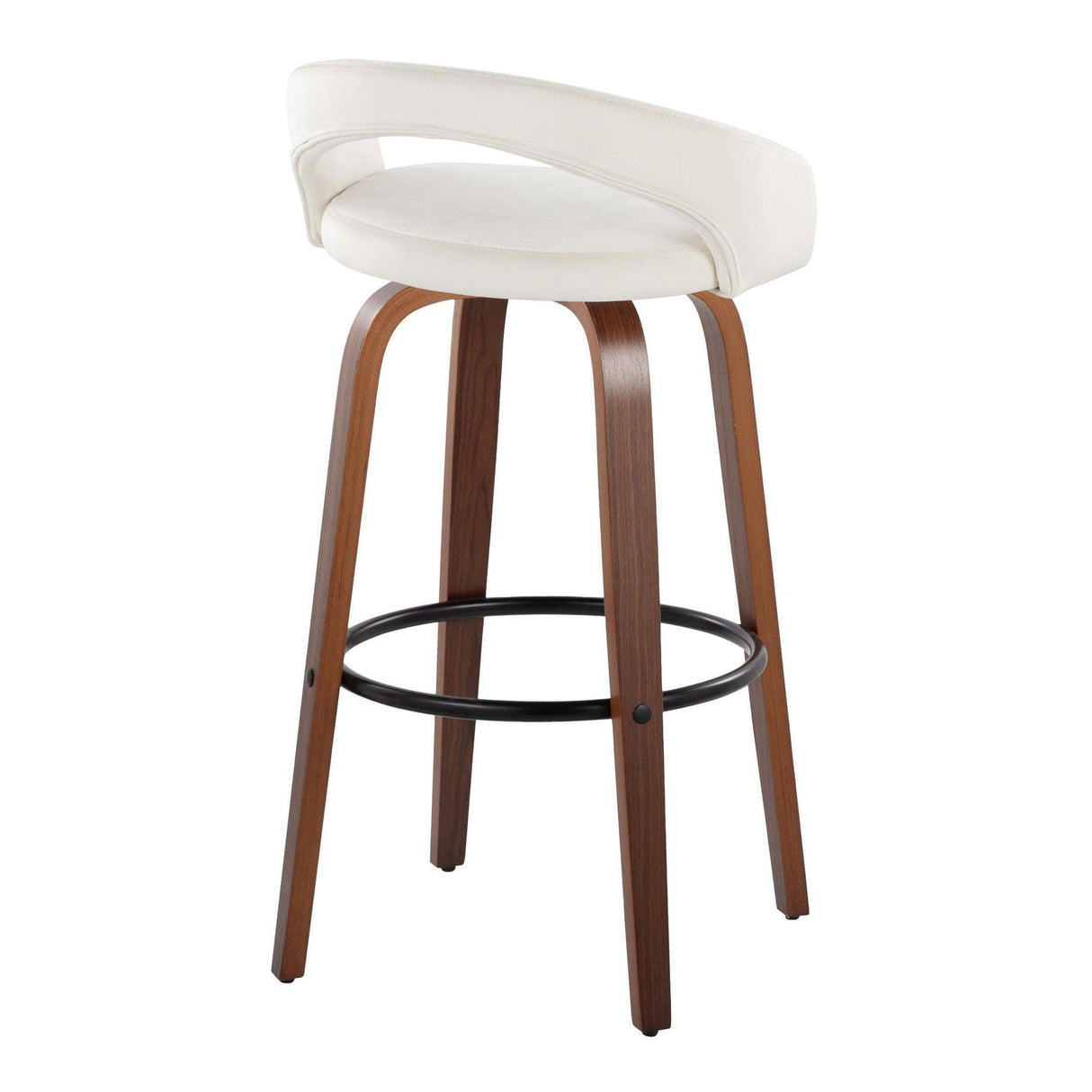 Grotto - Upholstered Fixed-Height Barstool (Set of 2) - Walnut Wood