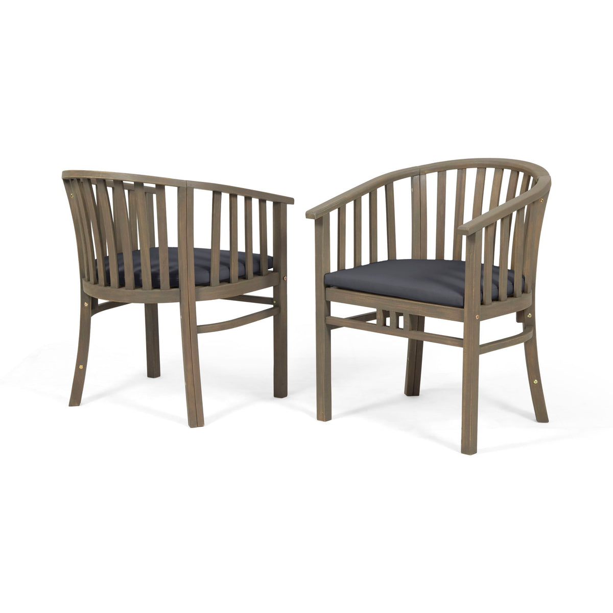 Outdoor Wooden Dining Chairs With Cushions (Set of 2)