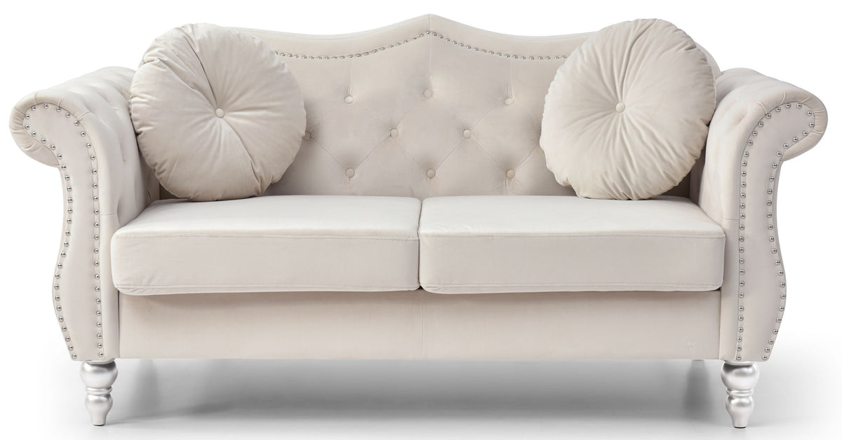 Stylish Flared Arm Loveseat