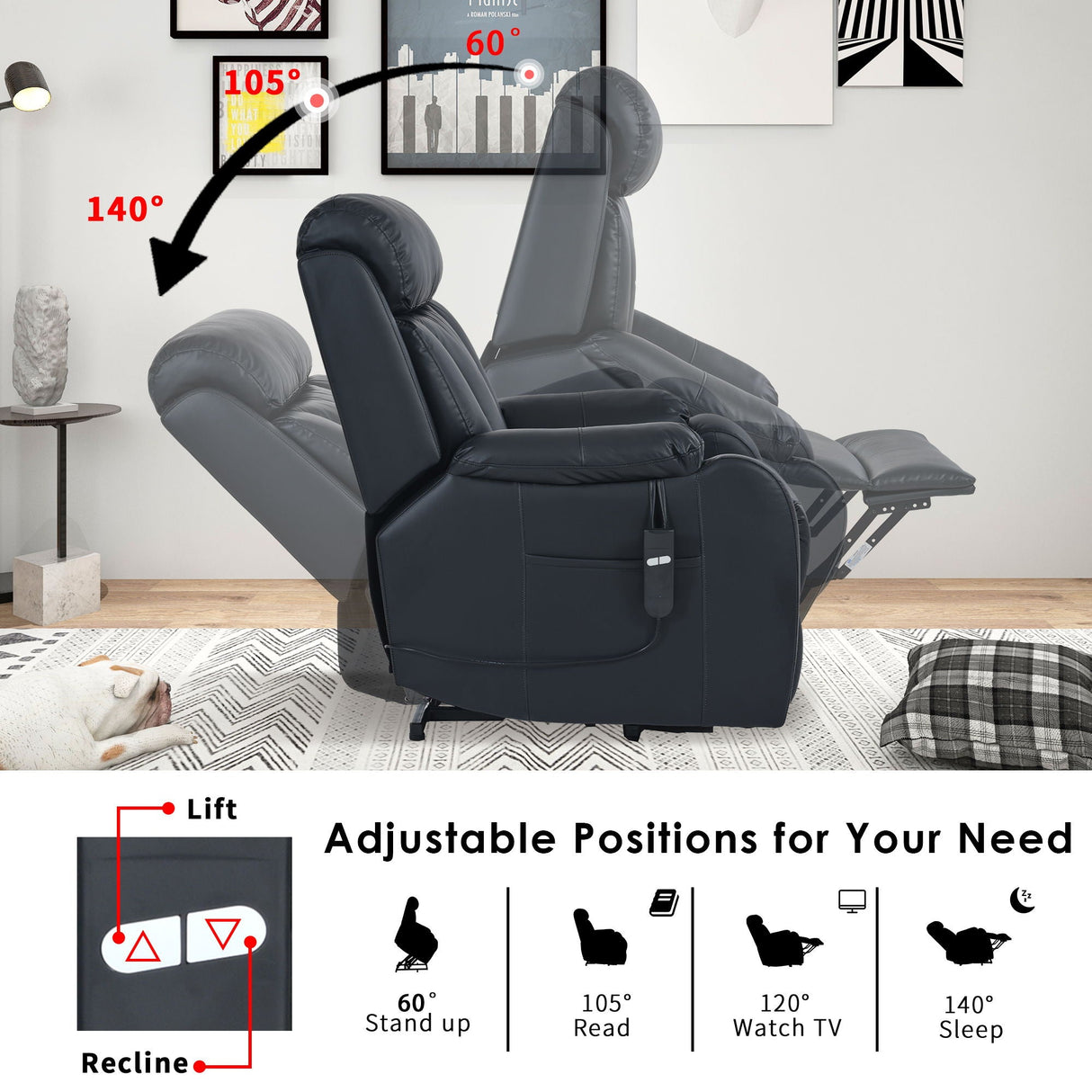 Lift Chair Power Remote Controlб Recliner Relax Soft Chair