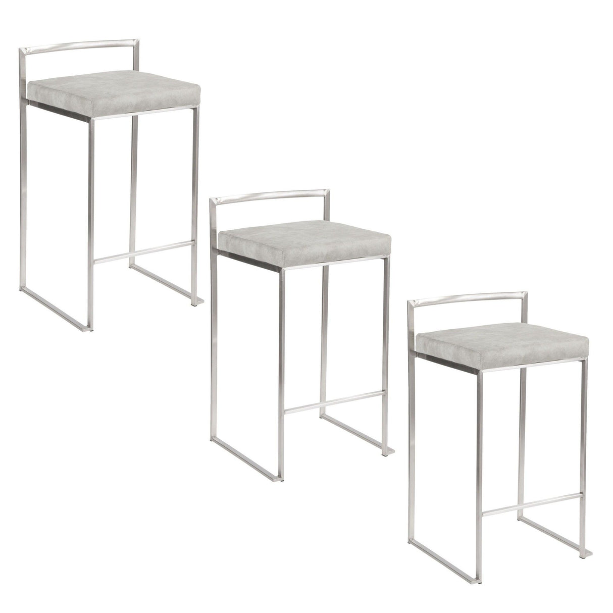 Fuji - Counter Stool Steel With Cushion - Stainless Steel