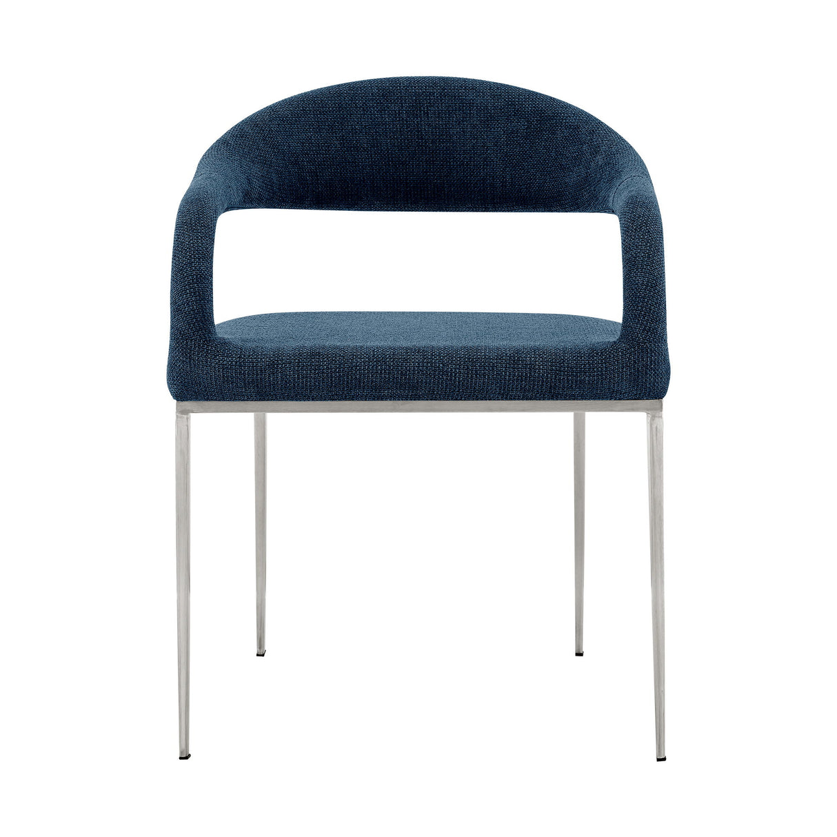 Morgan - Upholstered Dining Chair (Set of 2) - Brushed Silver / Blue