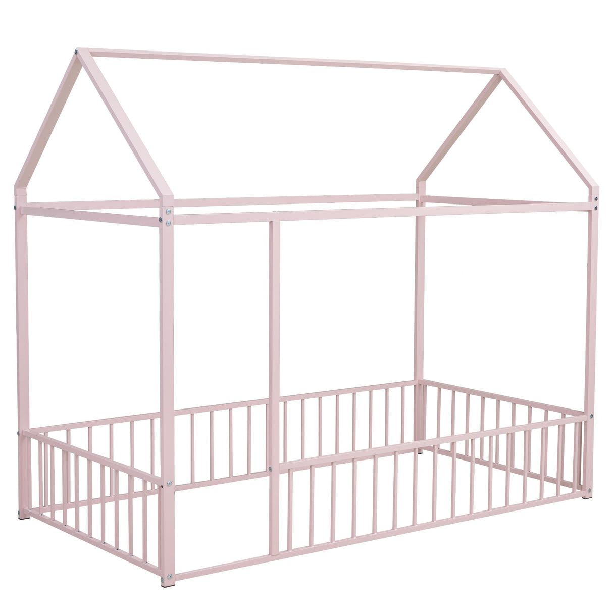Metal Bed House Bed Frame With Fence
