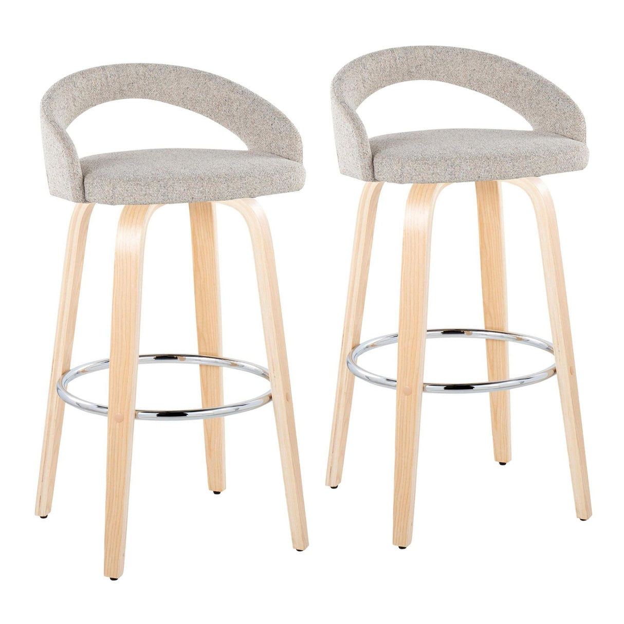 Grotto - Upholstered Fixed-Height Barstool (Set of 2) - Natural Wood