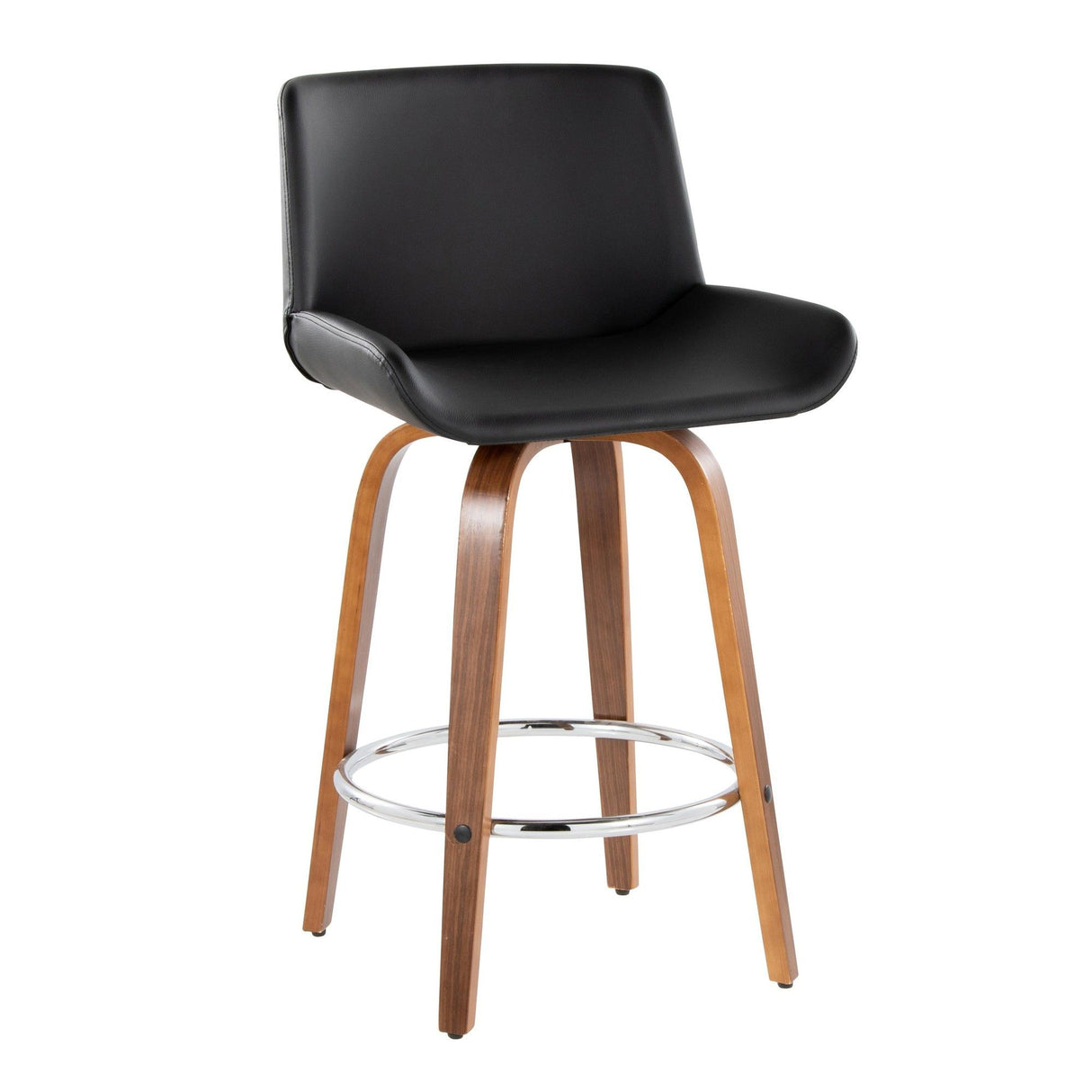 Santi - 24" Fixed-Height Counter Stool With Swivel - Walnut Wood (Set of 2)