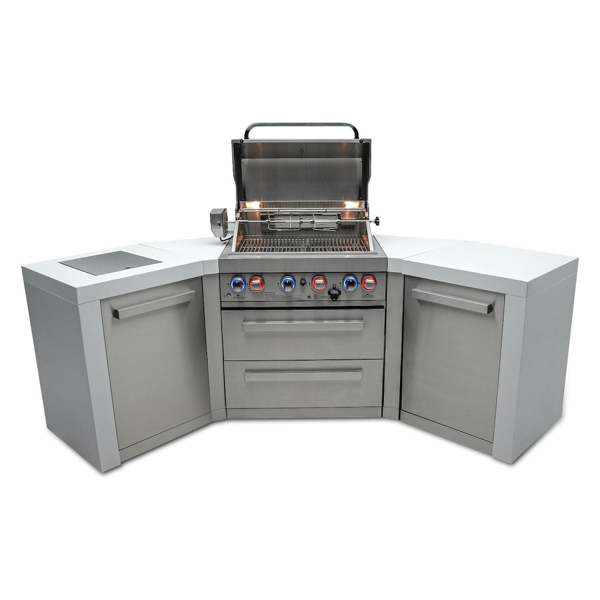 Mont Alpi Deluxe Series 7.5 Ft U-Shaped Propane Outdoor Kitchen Island w/ Side Burner - MAi400-D45