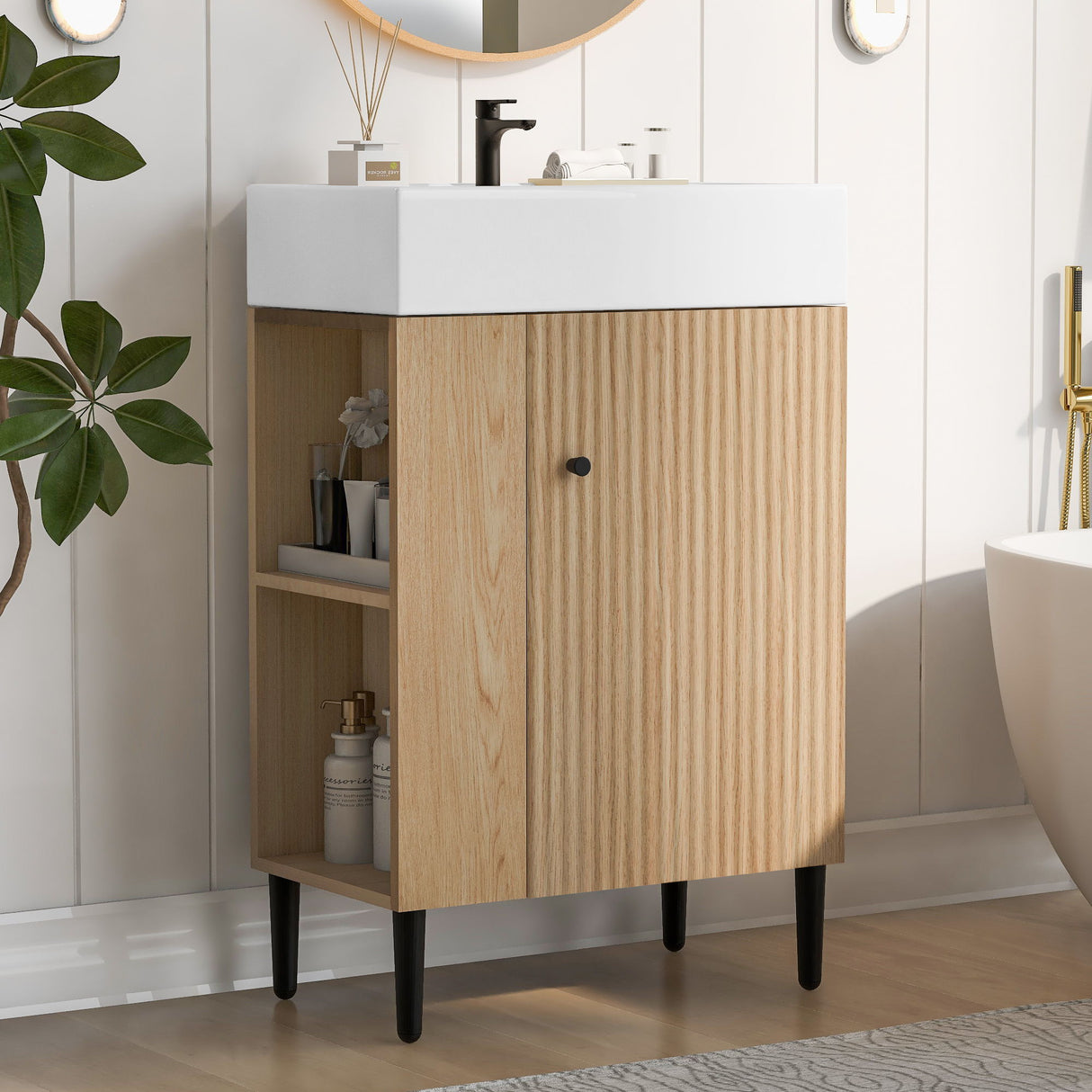 Bathroom Vanity, Combo Cabinet, Bathroom Storage Cabinet, Single Ceramic Sink