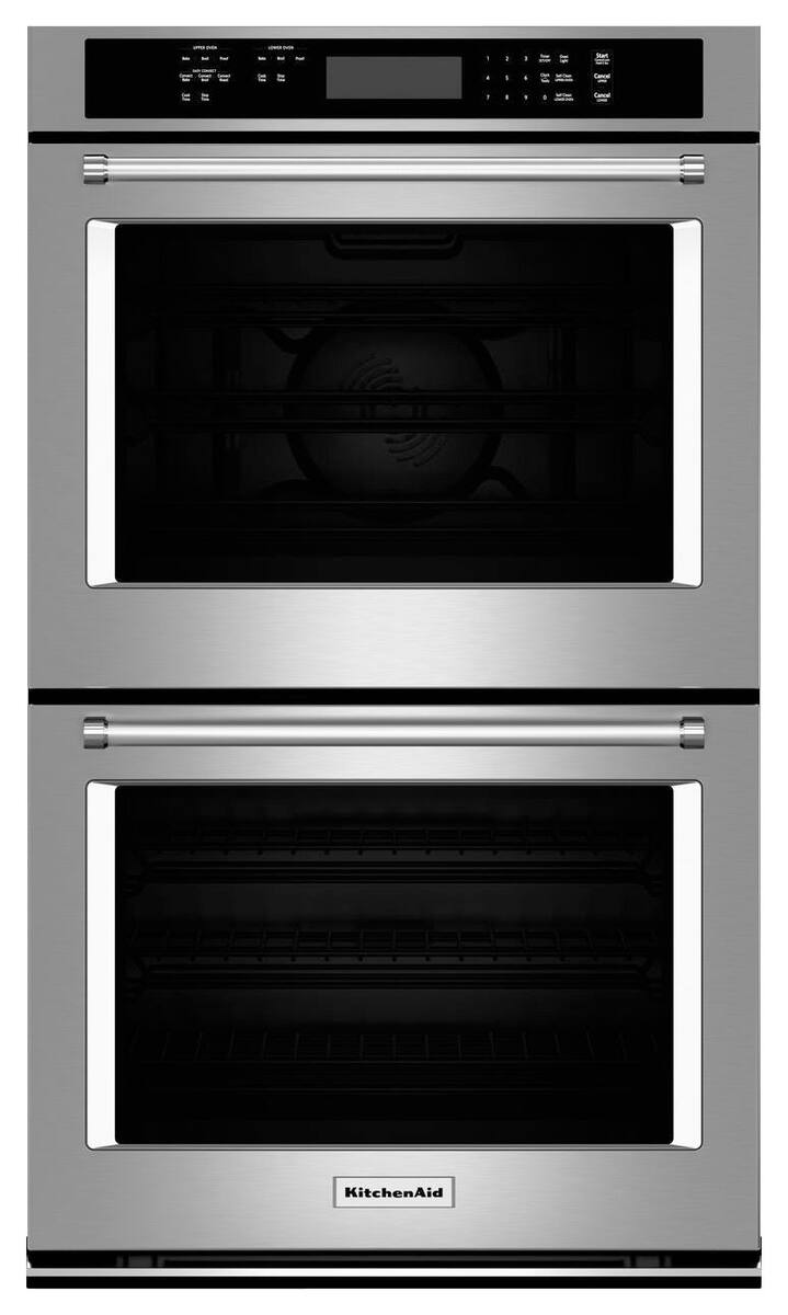 KitchenAid KODE300ESS stainless double wall oven front view