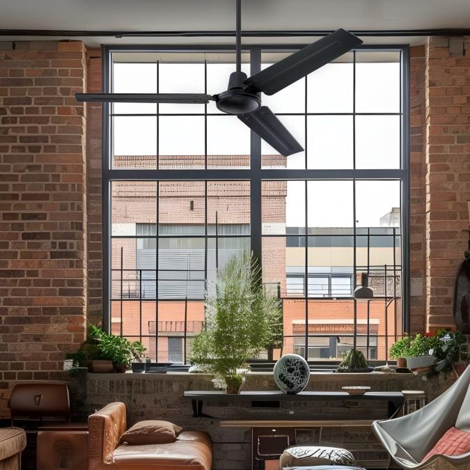 Westinghouse 73135LE Jax Industrial-Style 56-Inch Three-Blade Indoor Ceiling Fan, Matte Black Finish, Wall Control Included
