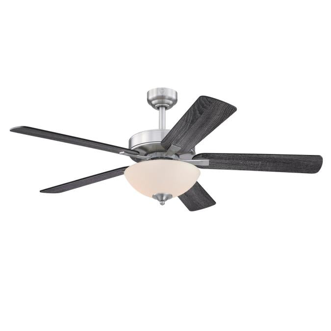 Westinghouse 73136LE Albert 52-Inch Indoor Ceiling Fan with LED Light Fixture, Brushed Nickel Finish