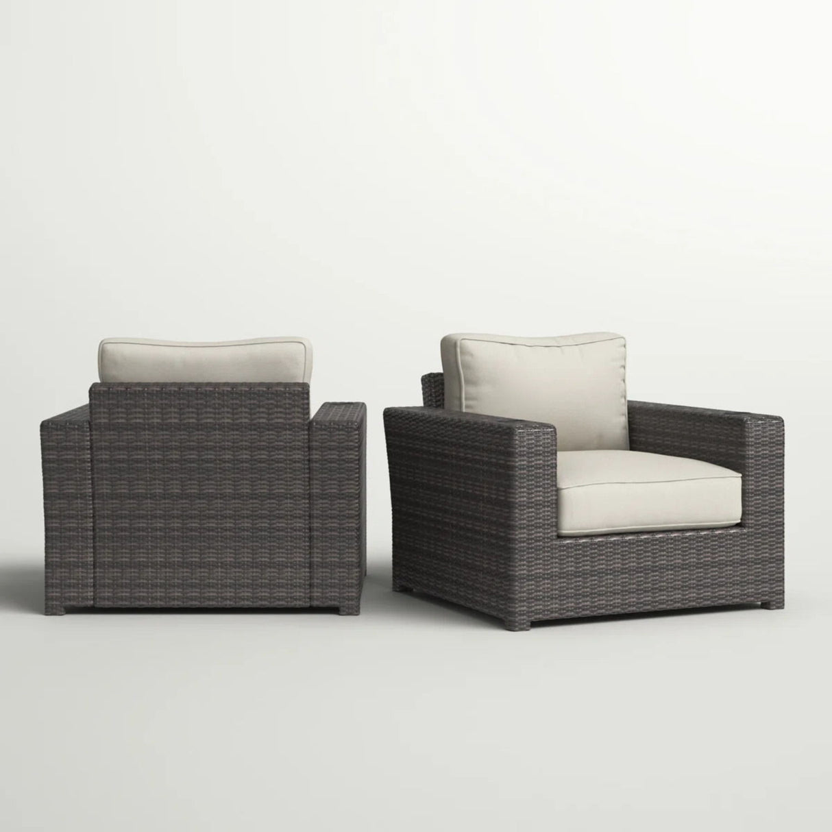 Outdoor Armchairs With Cushions (Set of 2) - Espresso / Gray