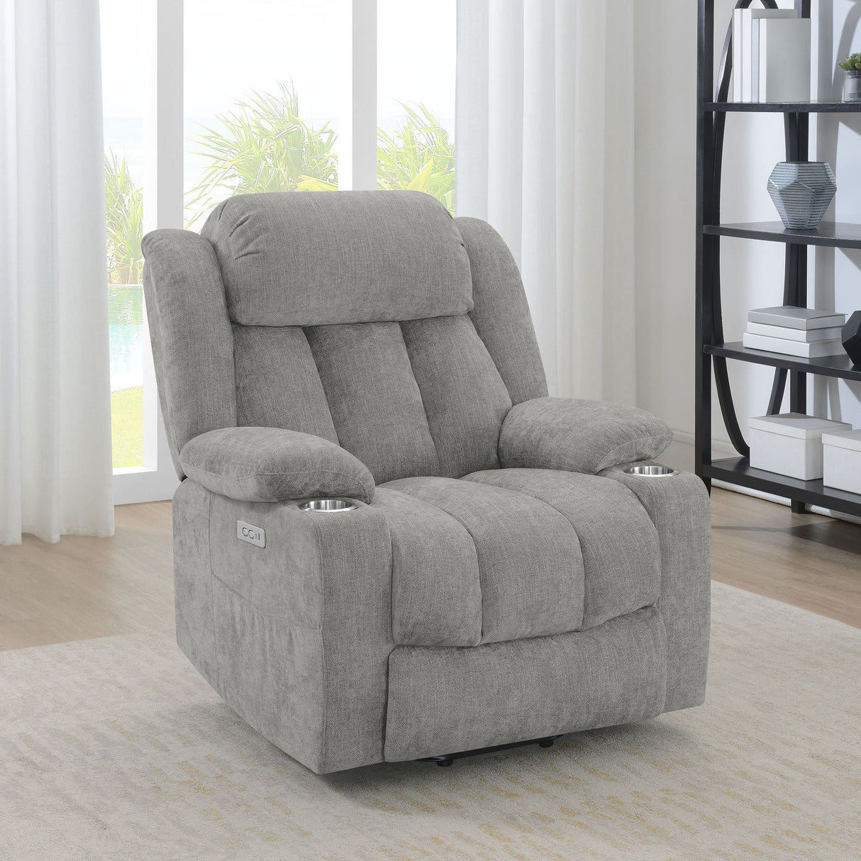 Beca - Upholstered Power Lift Recliner With Cupholders And USB Charging