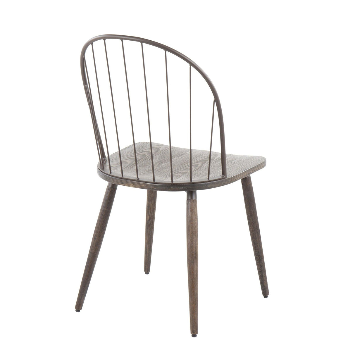 Riley - High Back Armless Chair - Bronze Metal And Dark Walnut Wood (Set of 2)