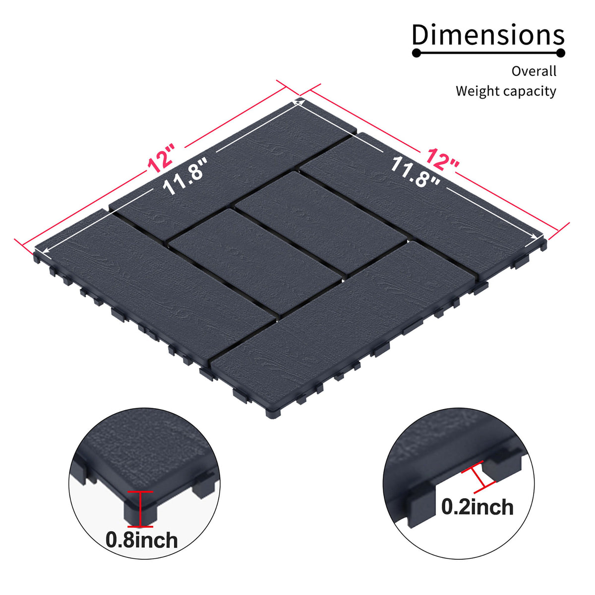 Patio Diy Module Interlocking Decking Tiles Floor, Outdoor And Indoor, Easy And Quick Installation