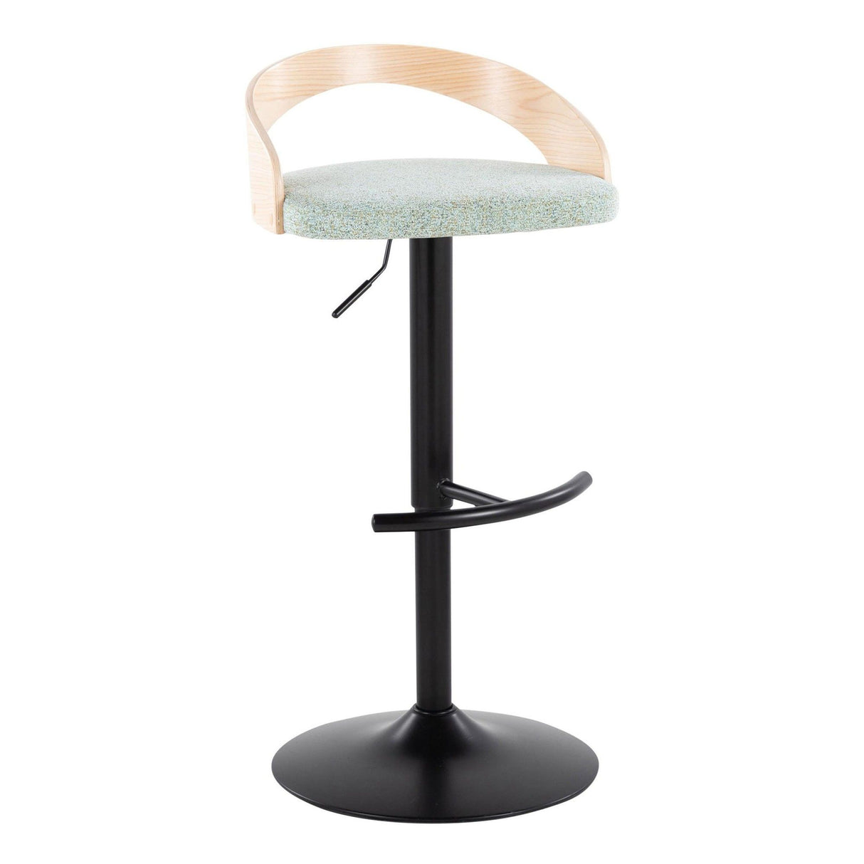 Grotto - Adjustable Barstool - Black Metal, Natural Wood