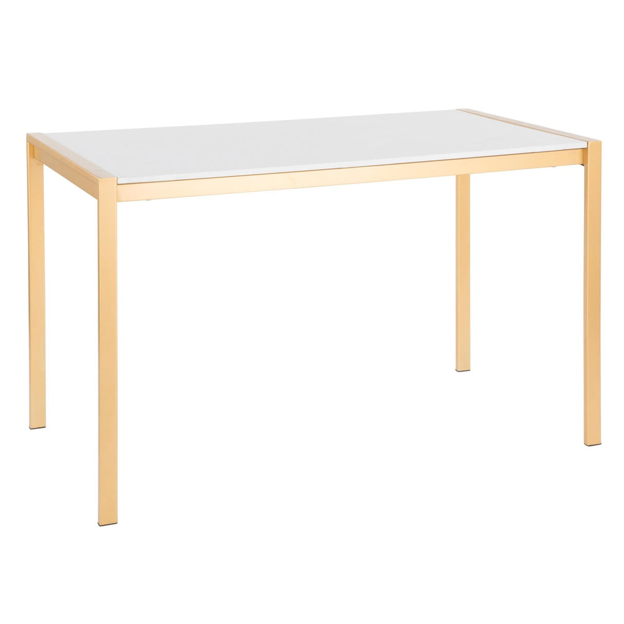 Fuji - Modern / Glam Dining Table - Gold Metal With White Marble Top