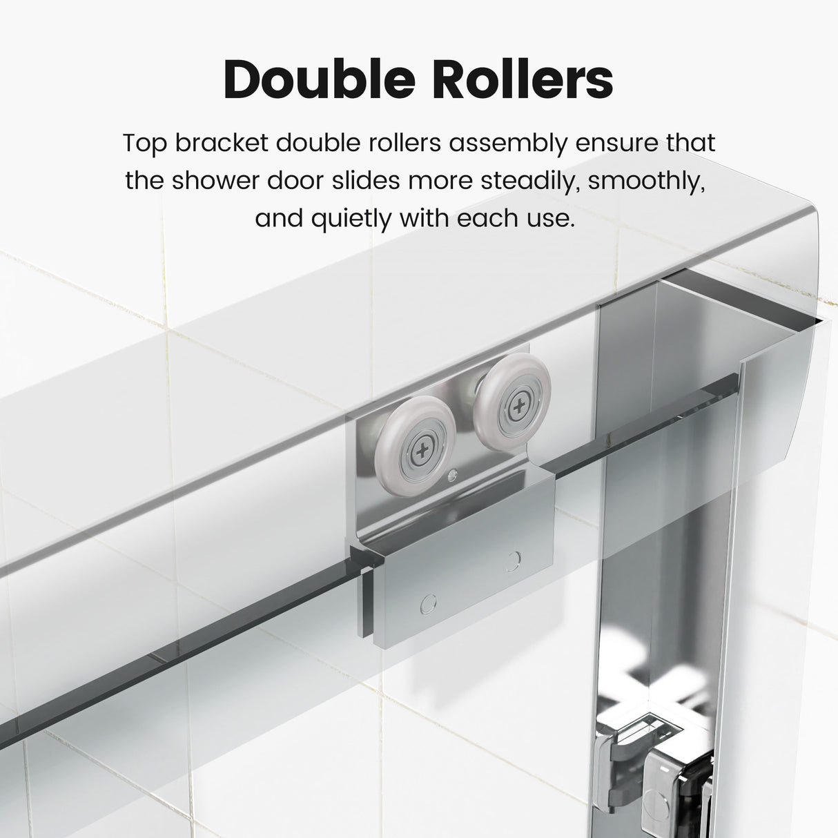 Semi Frameless Double Sliding Shower Door With Tempered Glass
