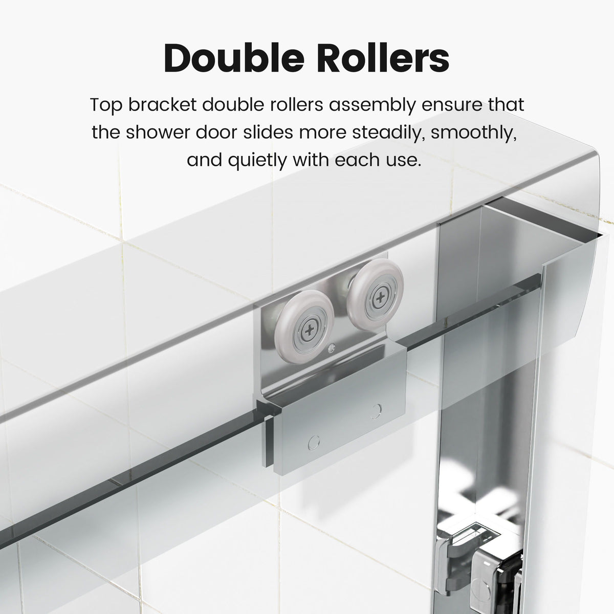 Semi Frameless Double Sliding Shower Door With SGCC Tempered Glass - Chrome