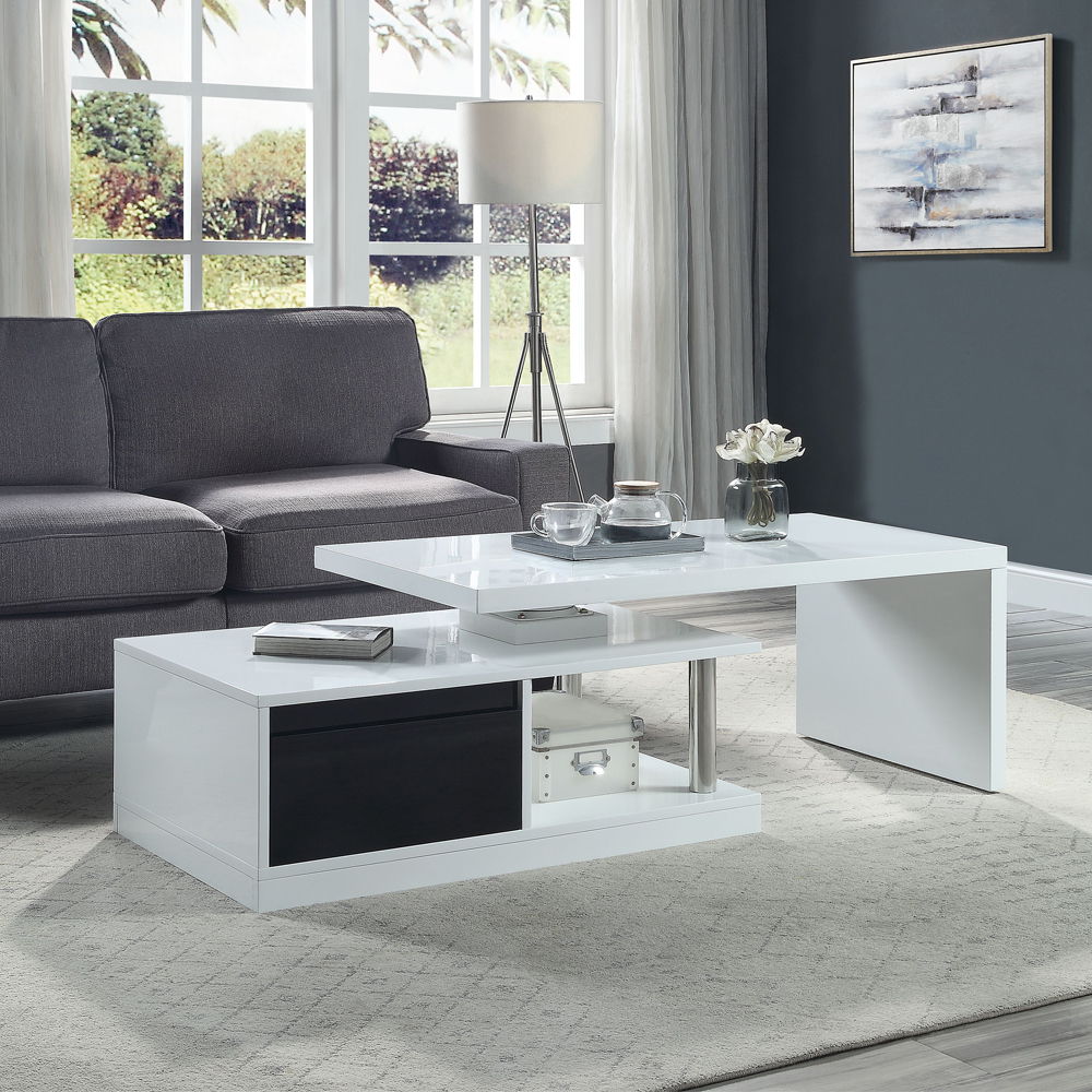 Buck II - Coffee Table With Swivel Top - White & Black High Gloss