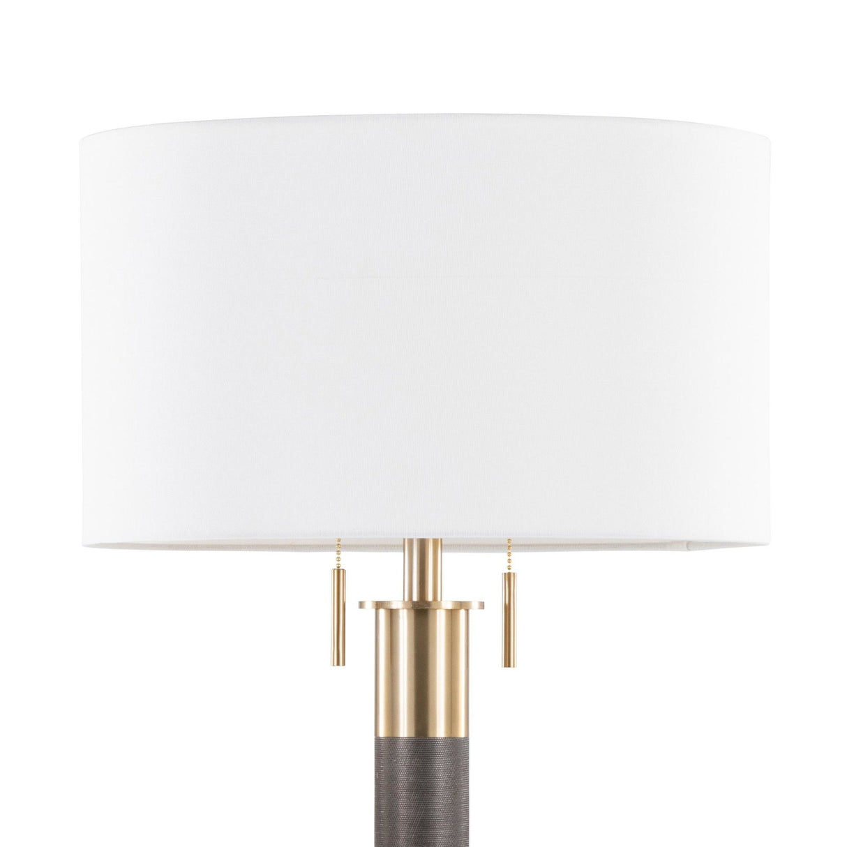 Trophy - Glam Floor Lamp - Gold Metal And White Linen Shade