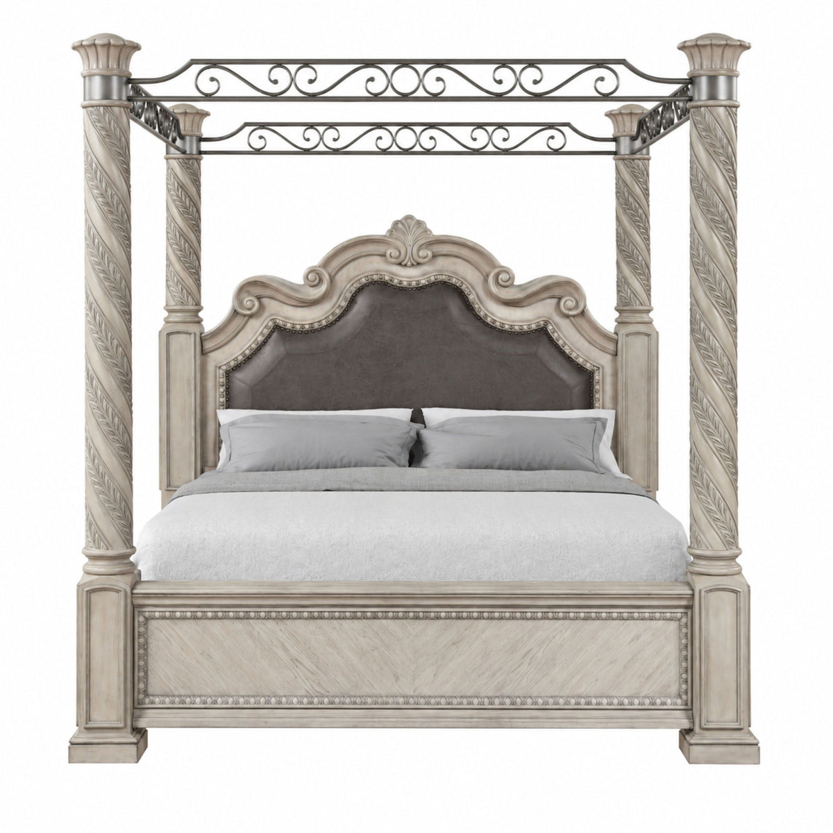 Panel Canopy King Bed - Gray