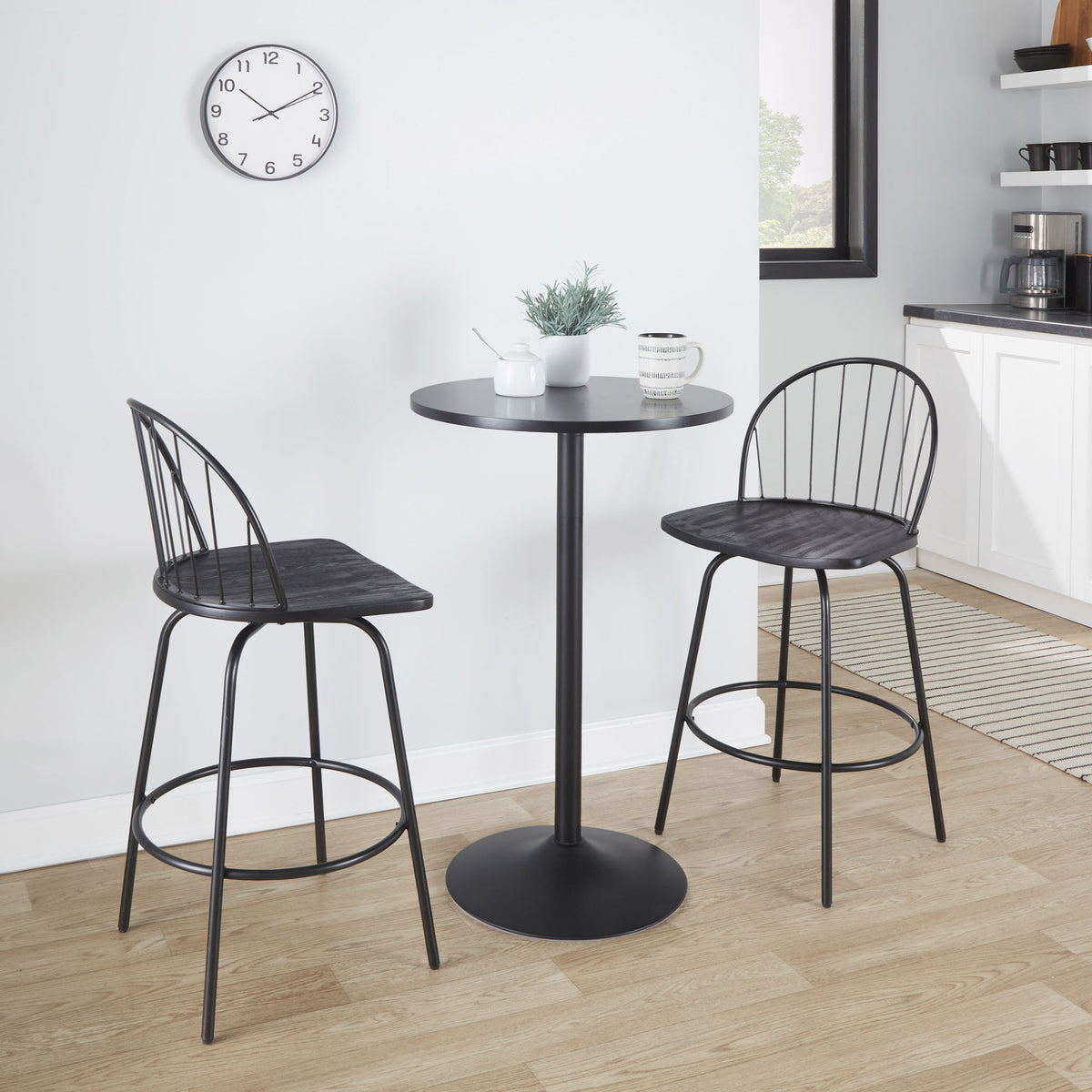 Riley - Claire Farmhouse Fixed Height Counter Stool With Swivel With Round Footrest (Set of 2)
