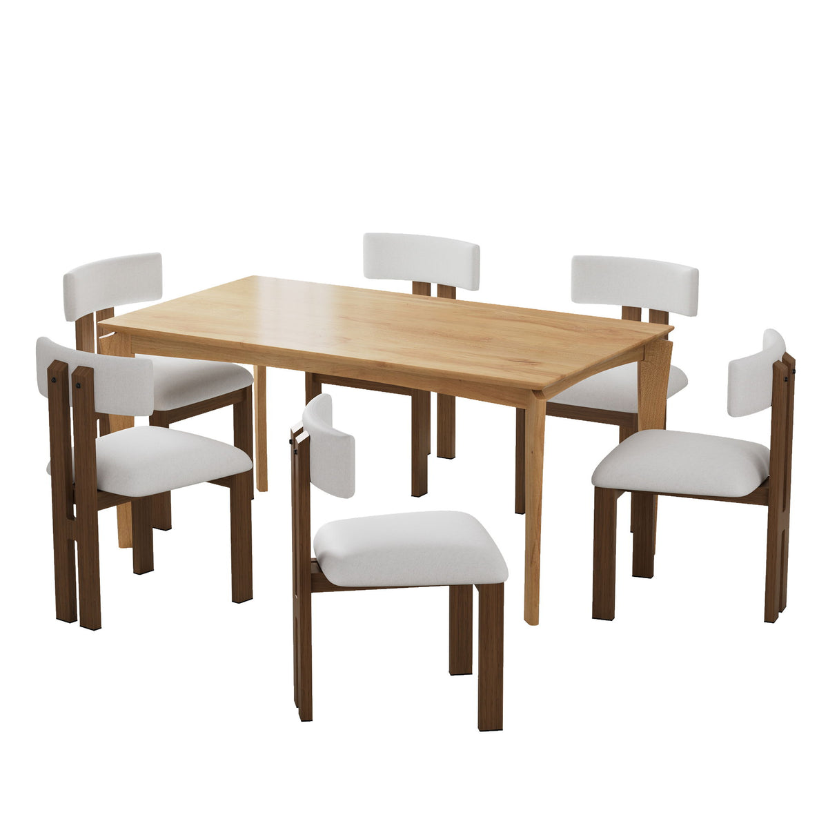 7 Piece Dining Set With Upholstered Armless Chairs And Table