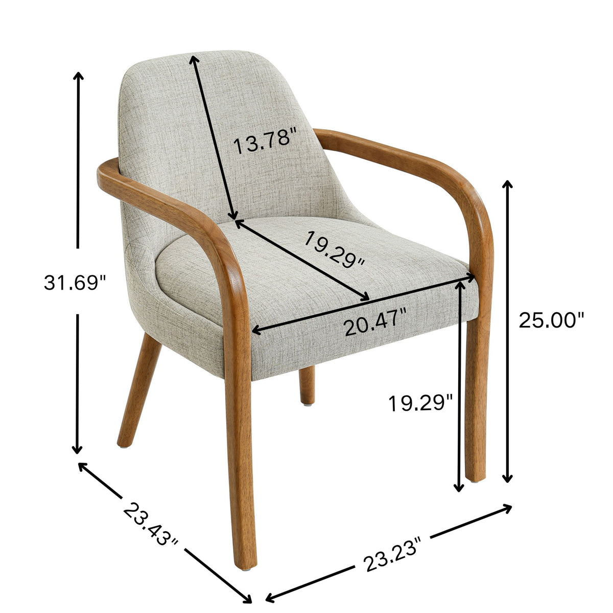 Dining Indoor Upholstered Armchairs (Set of 2) - Beige / Light Oak