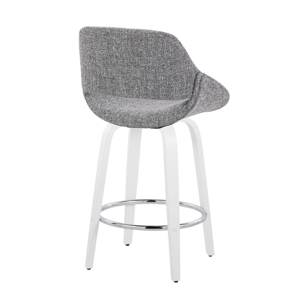 Cinch - Contemporary Fixed-Height Swivel Counter Stool (Set of 2) - White Wood And Chrome