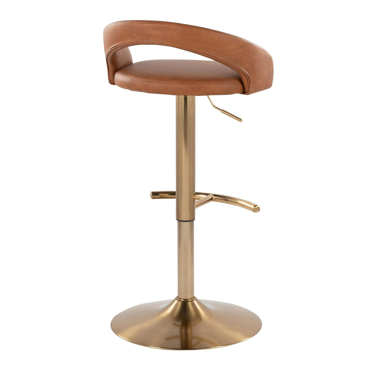 Grotto - Upholstered Adjustable Barstool - Gold Metal Base