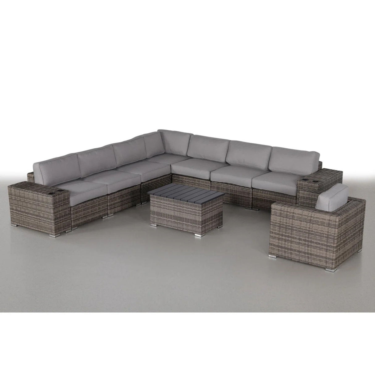 Modern Patio Rattan Sectional Set With Cushions