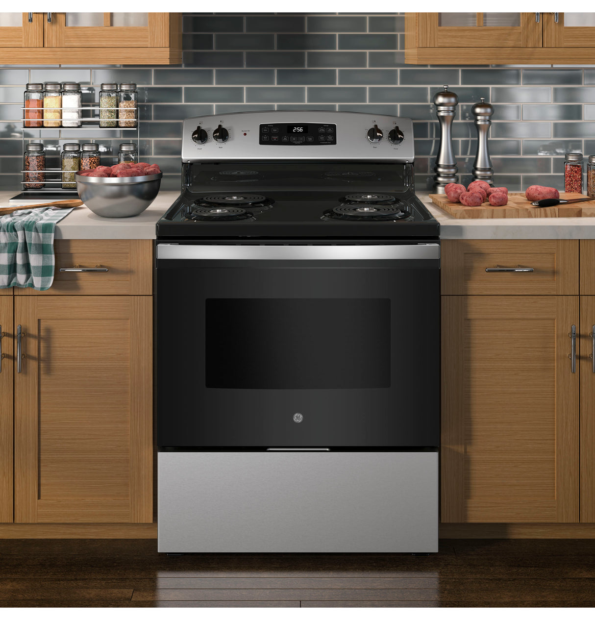 GE JB256RTSS - 30 in. 5 cu. ft. Electric Range with Coil Burners - Stainless Steel