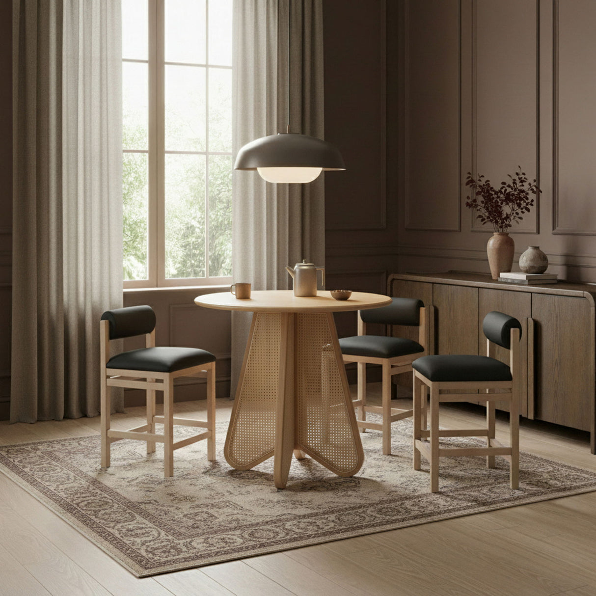 Butterfly - Solid Wood And Natural Cane Table With Natural Top