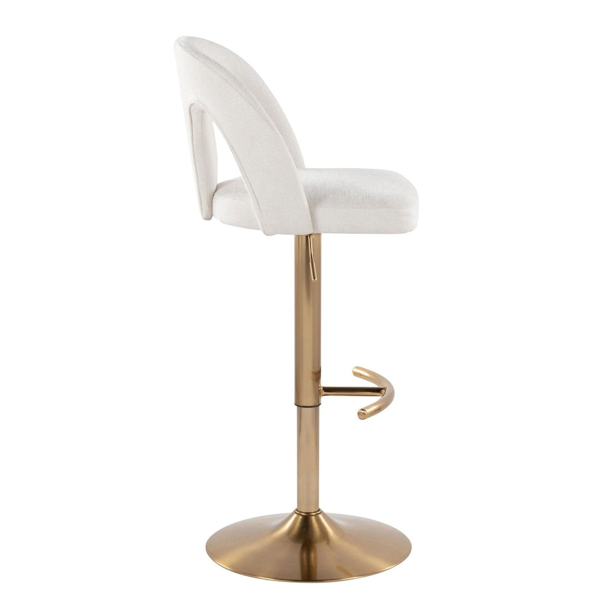 Ava - Upholstered Adjustable Barstool (Set of 2) - Gold Base