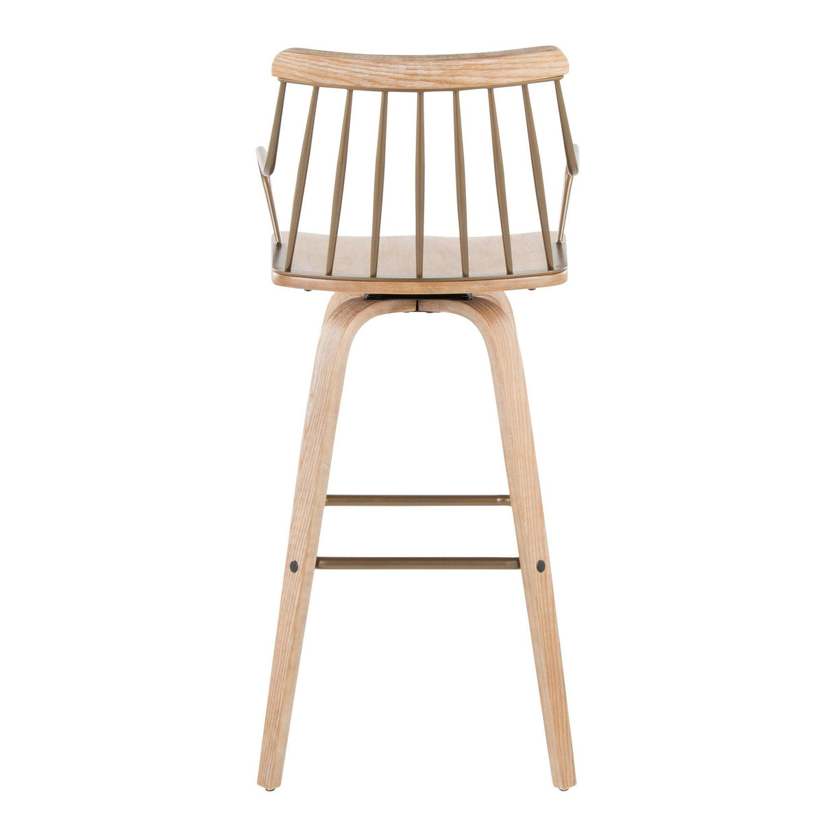 Preston - Fixed-Height Barstool - Whitewashed Wood, Antique Copper Metal