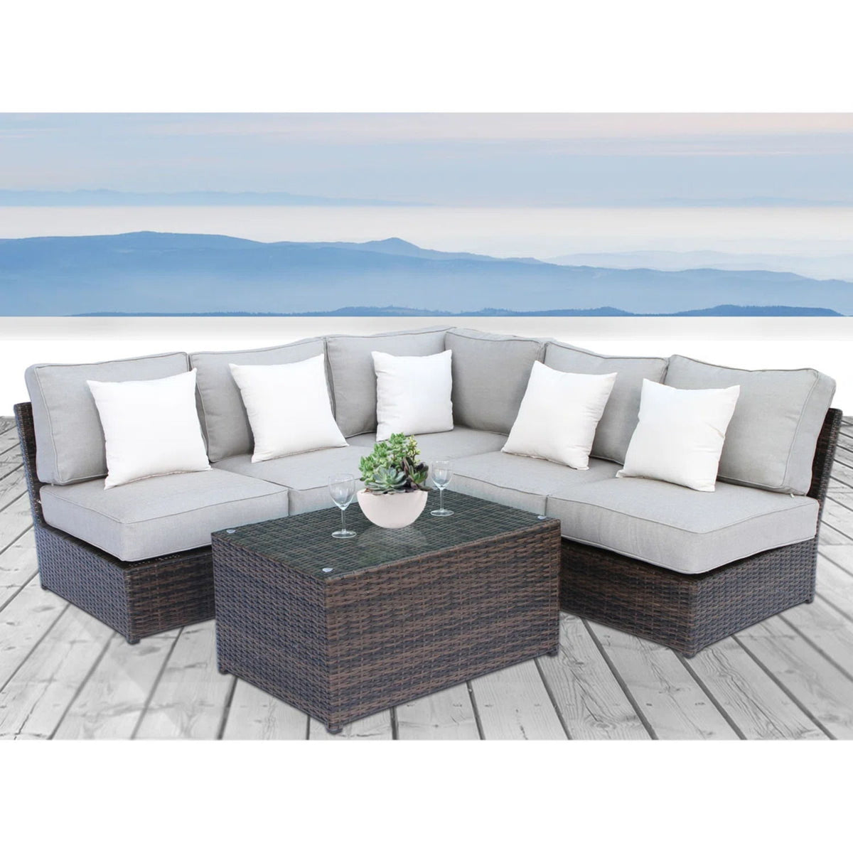 Handcrafted 4 Person Outdoor Seating Group With Plush Cushions - Espresso